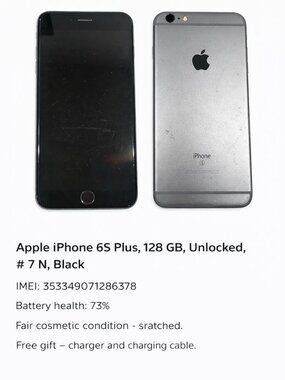 Apple iPhone 6S Plus 128GB Unlocked Black #7N